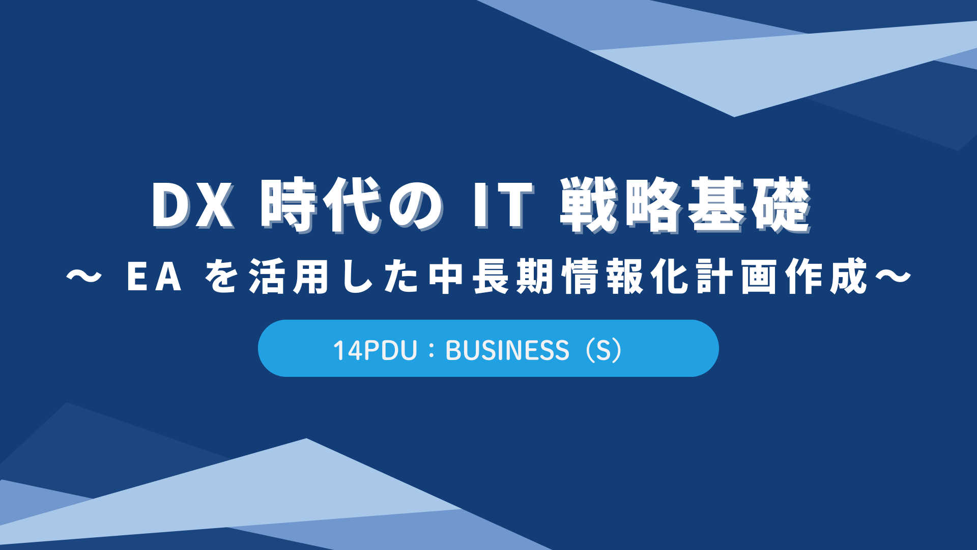 DX 時代の IT 戦略基礎 ～ EA を活用した中長期情報化計画作成～（14PDU 取得：ストラテジー）