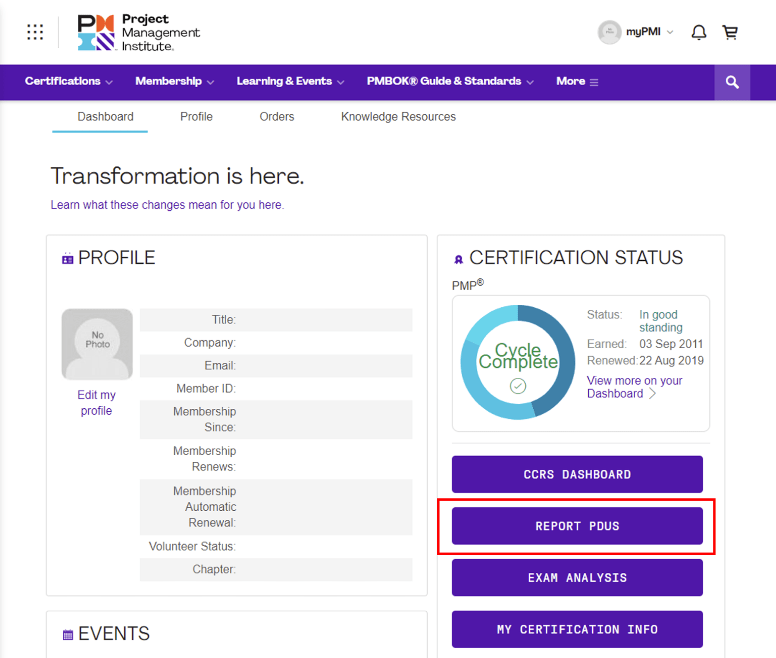 REPORT PDUSをクリック